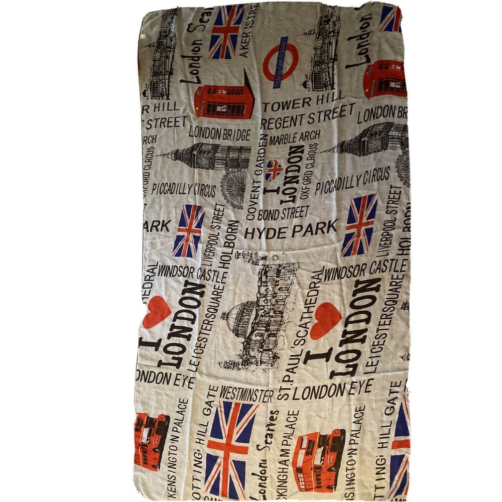London Scarves‎ Scarf Cream London Souvenir Print Viscose Lightweight British